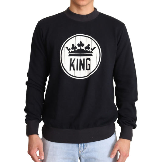 Dolce & Gabbana Blue Crown King Cotton Pullover Sweater TSH6326-46