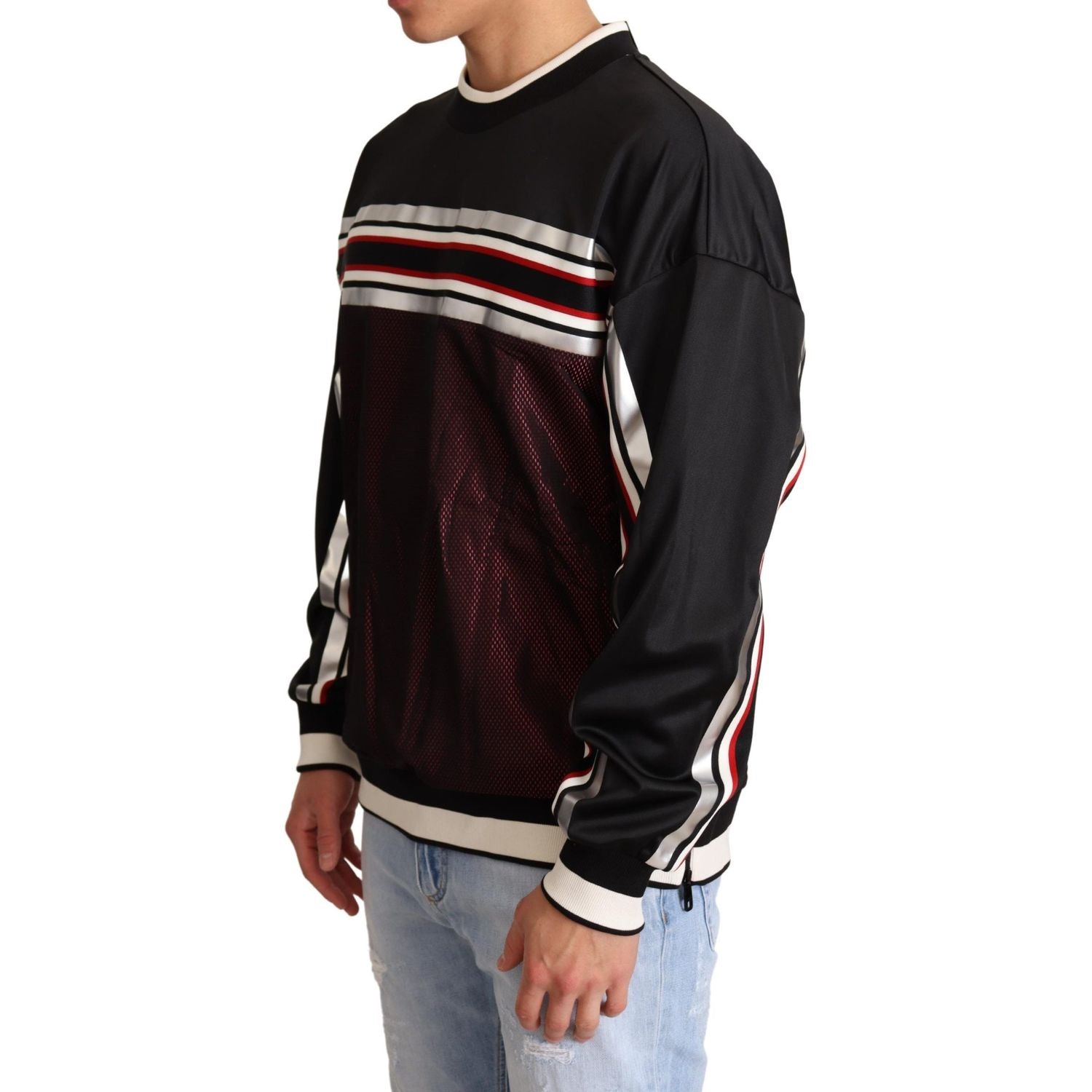 优雅黑色圆领套头毛衣