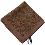 Dolce & Gabbana Elegant Brown Silk Pocket Square with Carrot Print Dolce & Gabbana Dark Olive Green