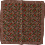 Dolce & Gabbana Elegant Brown Silk Pocket Square with Carrot Print Dolce & Gabbana Dark Olive Green