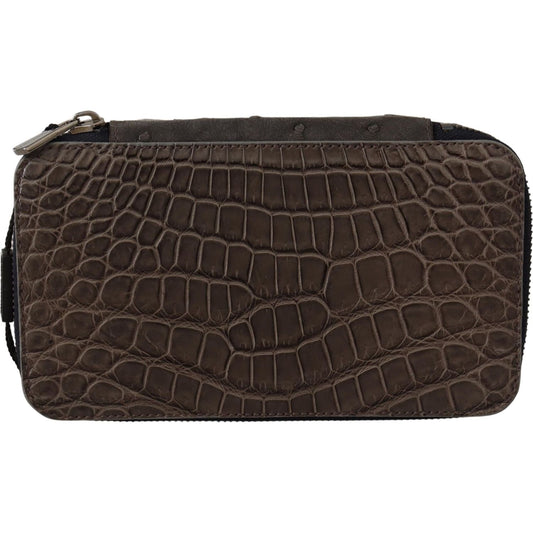 Dolce & Gabbana Gray Skin Leather Vanity Case Toiletry Shaving Bag VAS12718