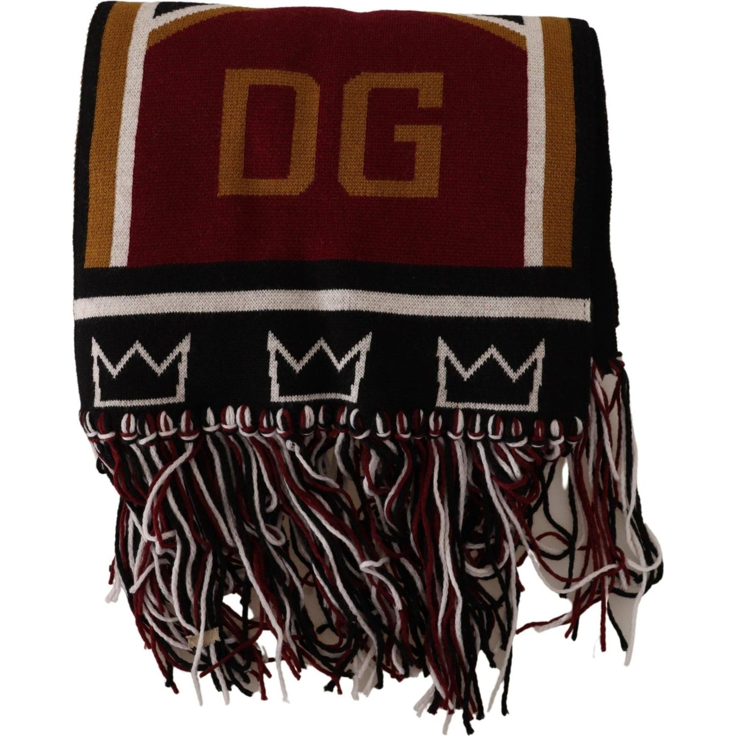 Dolce & Gabbana Multicolor Wool Knit DG King Shawl Wrap Scarf MS2231BG