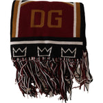 Dolce & Gabbana Multicolor Wool Knit DG King Shawl Wrap Scarf MS2231BG