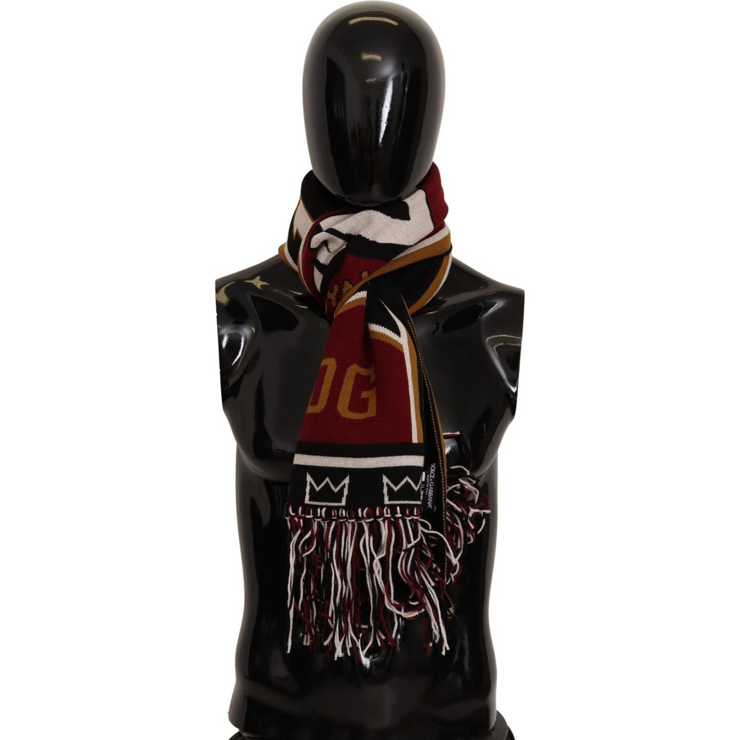 Dolce & Gabbana Multicolor Wool Knit DG King Shawl Wrap Scarf MS2231BG