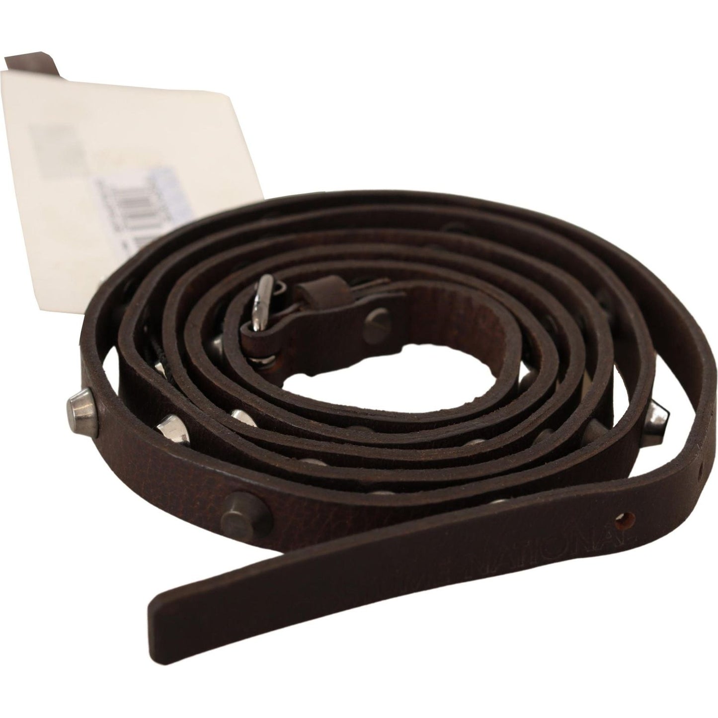 Costume National Brown Leather Silver Tone Buckle Belt