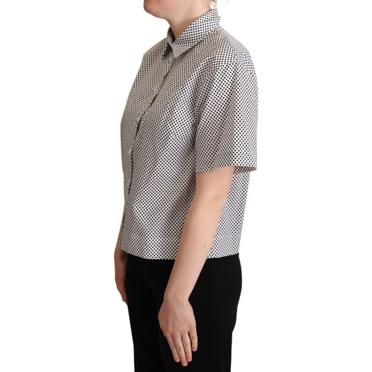 Dolce & Gabbana Black Polka Dot Collared Shirt White TSH5963 -42