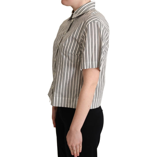 Dolce & Gabbana White Black Striped Shirt Blouse Top TSH5967 -40