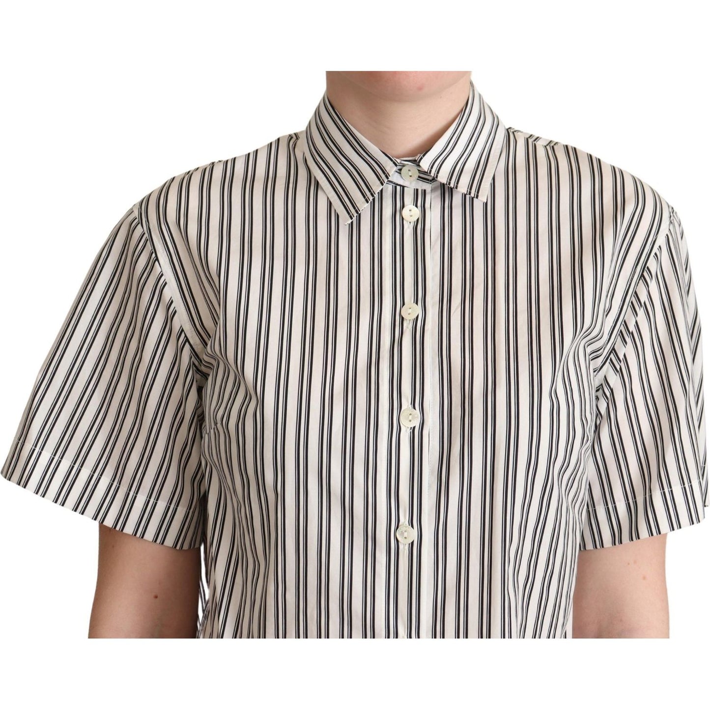 Dolce & Gabbana White Black Striped Shirt Blouse Top TSH5967 -40