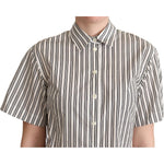 Dolce & Gabbana White Black Striped Shirt Blouse Top TSH5967 -40