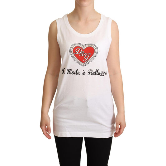 Dolce & Gabbana White La Moda Crystal Tank Top T-shirt TSH6312-36