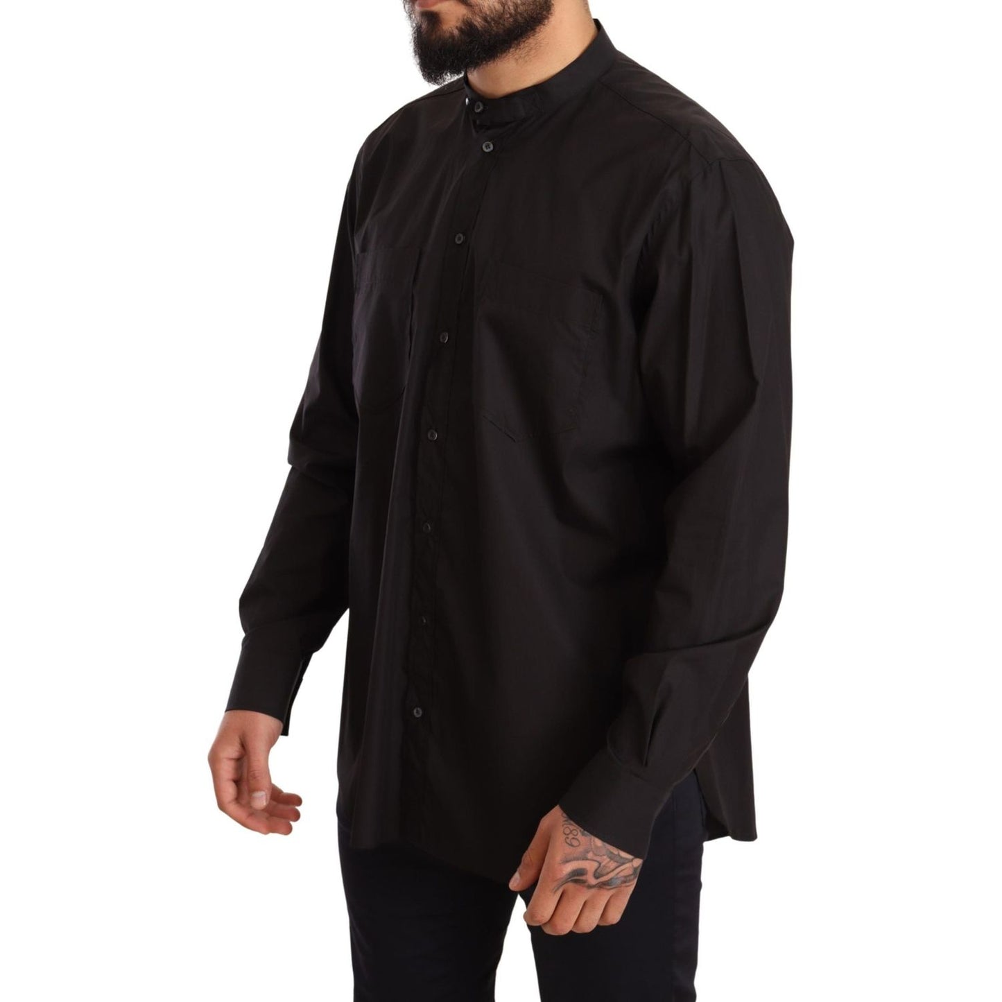 Dolce & Gabbana Black 100% Cotton Formal Dress Top Shirt TSH6420 -38
