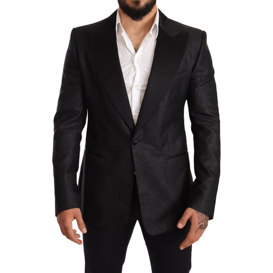 Dolce & Gabbana Black Metallic Slim Jacket Tuxedo Blazer JKT2827-50