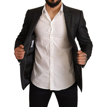 Dolce & Gabbana Gray Check Wool Slim Fit Blazer Jacket