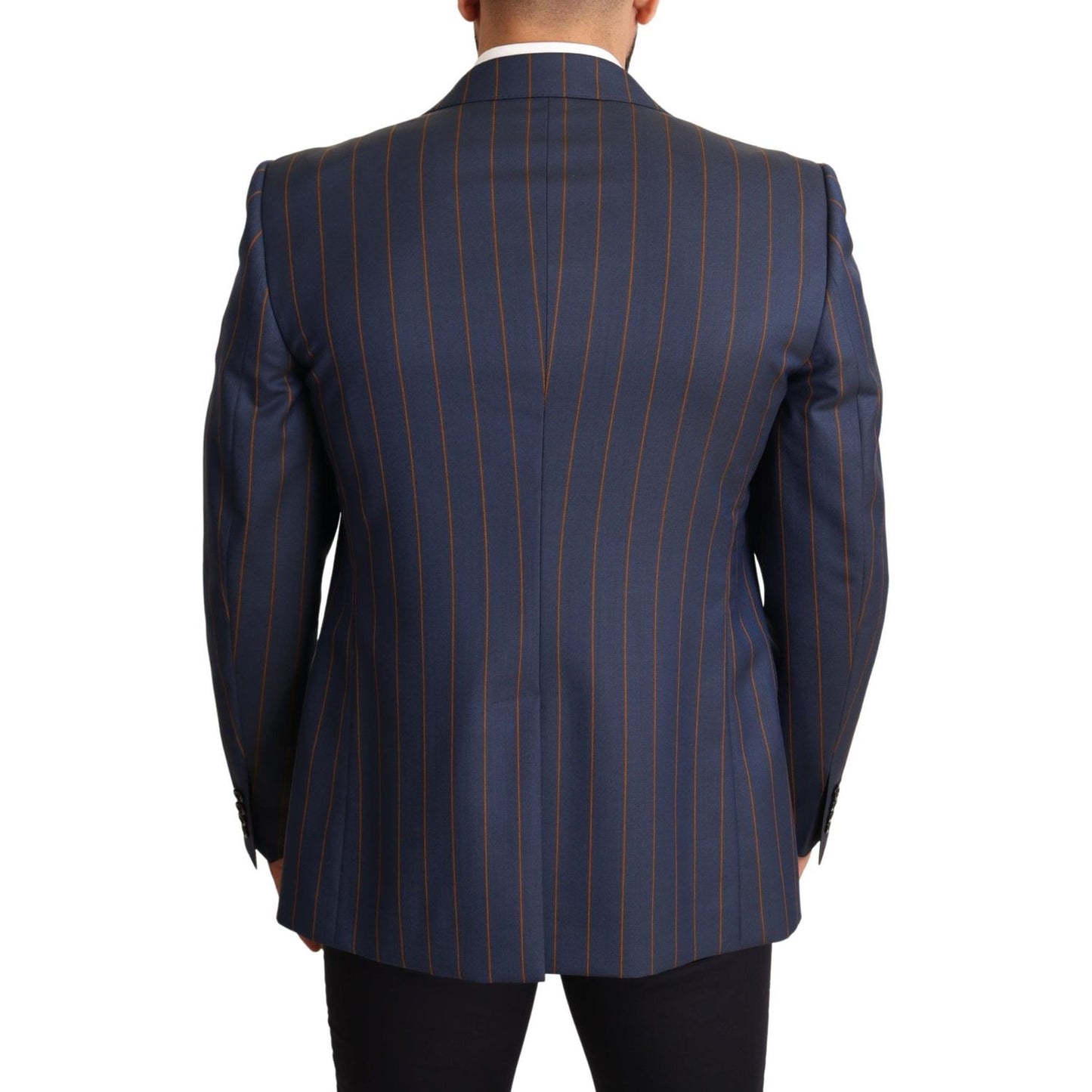 Dolce & Gabbana Blue Striped Wool Slim Fit Blazer Jacket JKT2959-54