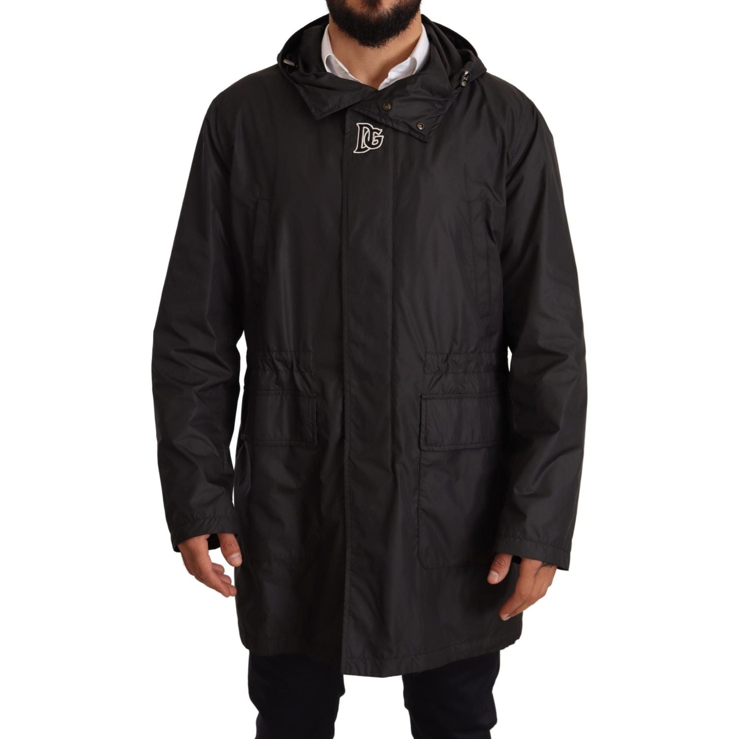 سترة أنيقة بغطاء رأس باللون الأسود من دولتشي آند غابانا