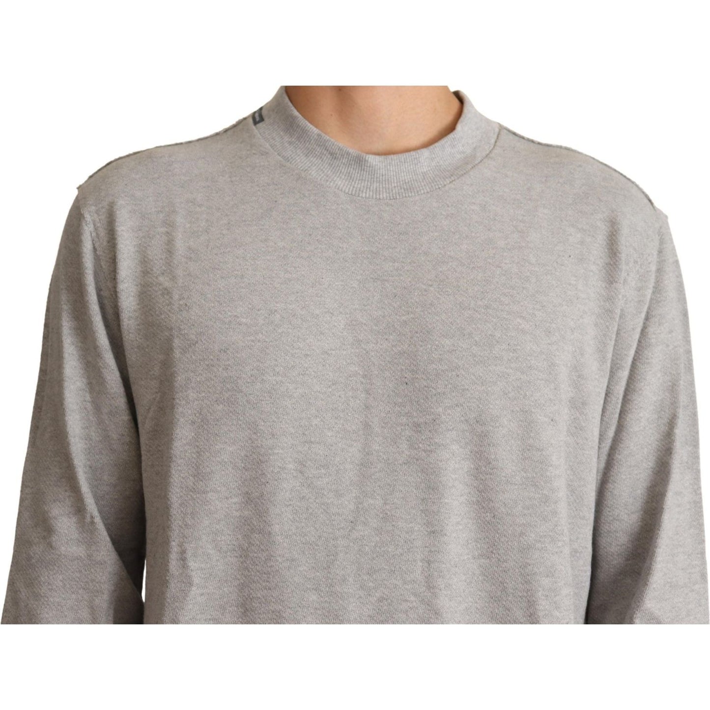 Dolce & Gabbana Gray Cotton Crewneck Pullover Sweater MAN SWEATERS