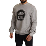 Dolce & Gabbana Regal Crown Cotton Sweater - Sophisticated Gray MAN SWEATERS Dolce & Gabbana Light Slate Gray