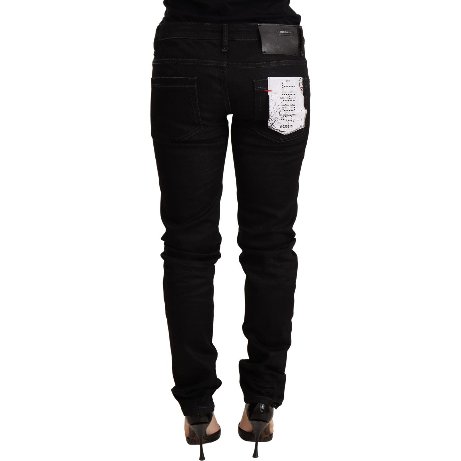 Acht Black Low Waist Skinny Denim Cotton Trouser