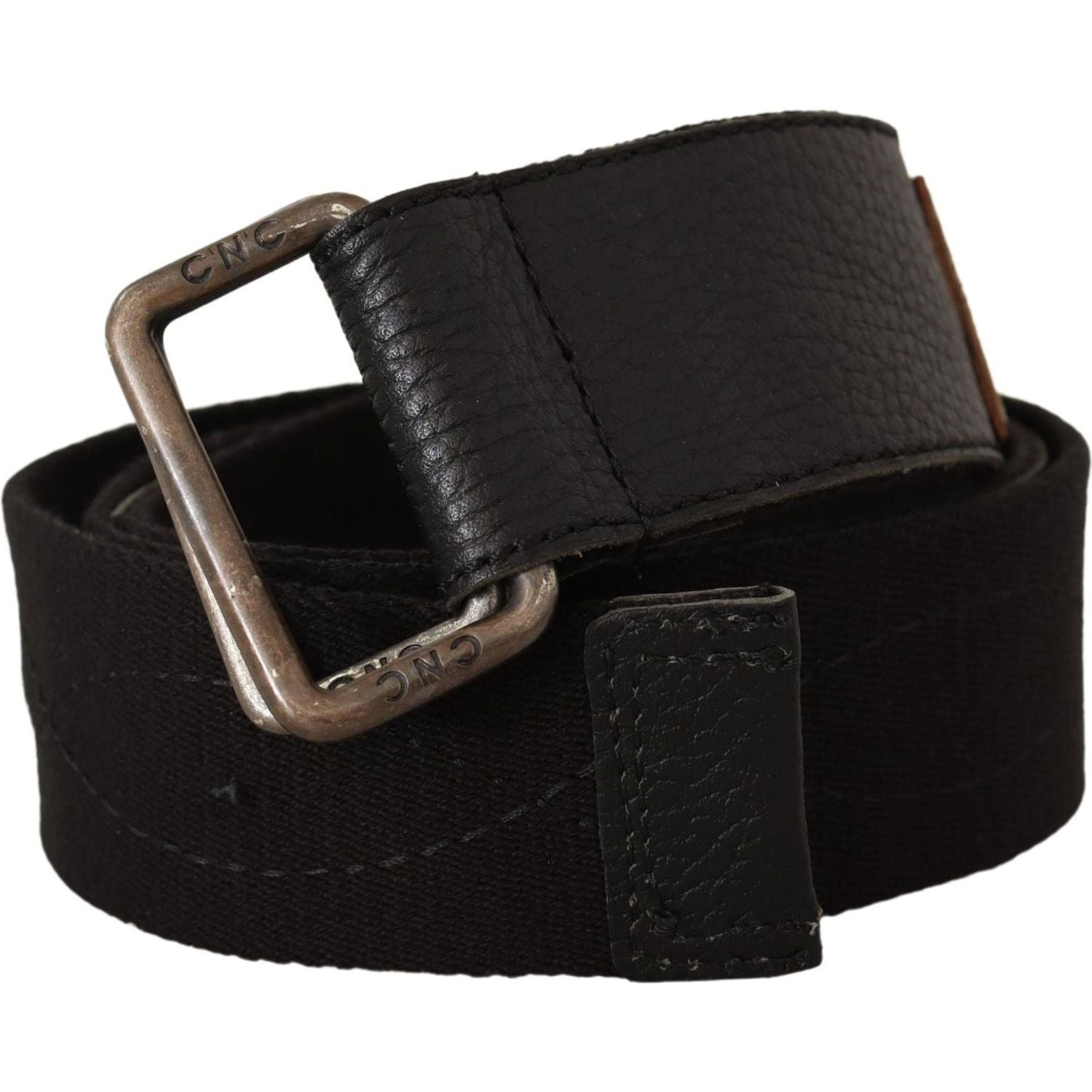 Costume National Black Cotton Ducati Metal Buckle Belt