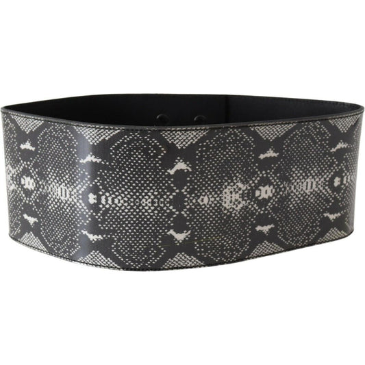 Ermanno Scervino Black Wide Leather Snakeskin Design Waist Belt WOMAN BELTS