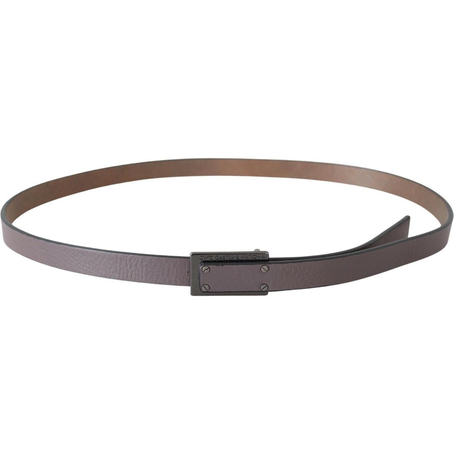 Costume National Brown Leather Tactical Logo Screw Buckle Belt