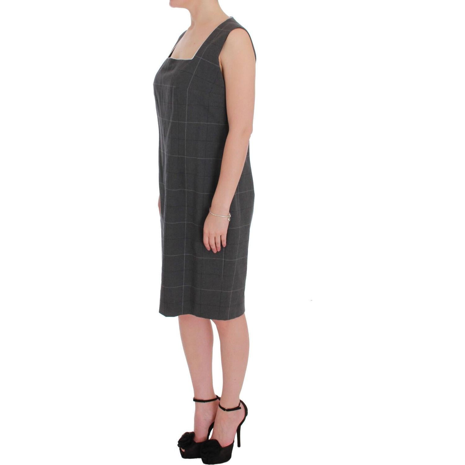 BENCIVENGA Gray Checkered Cotton Blazer Dress Set Suit