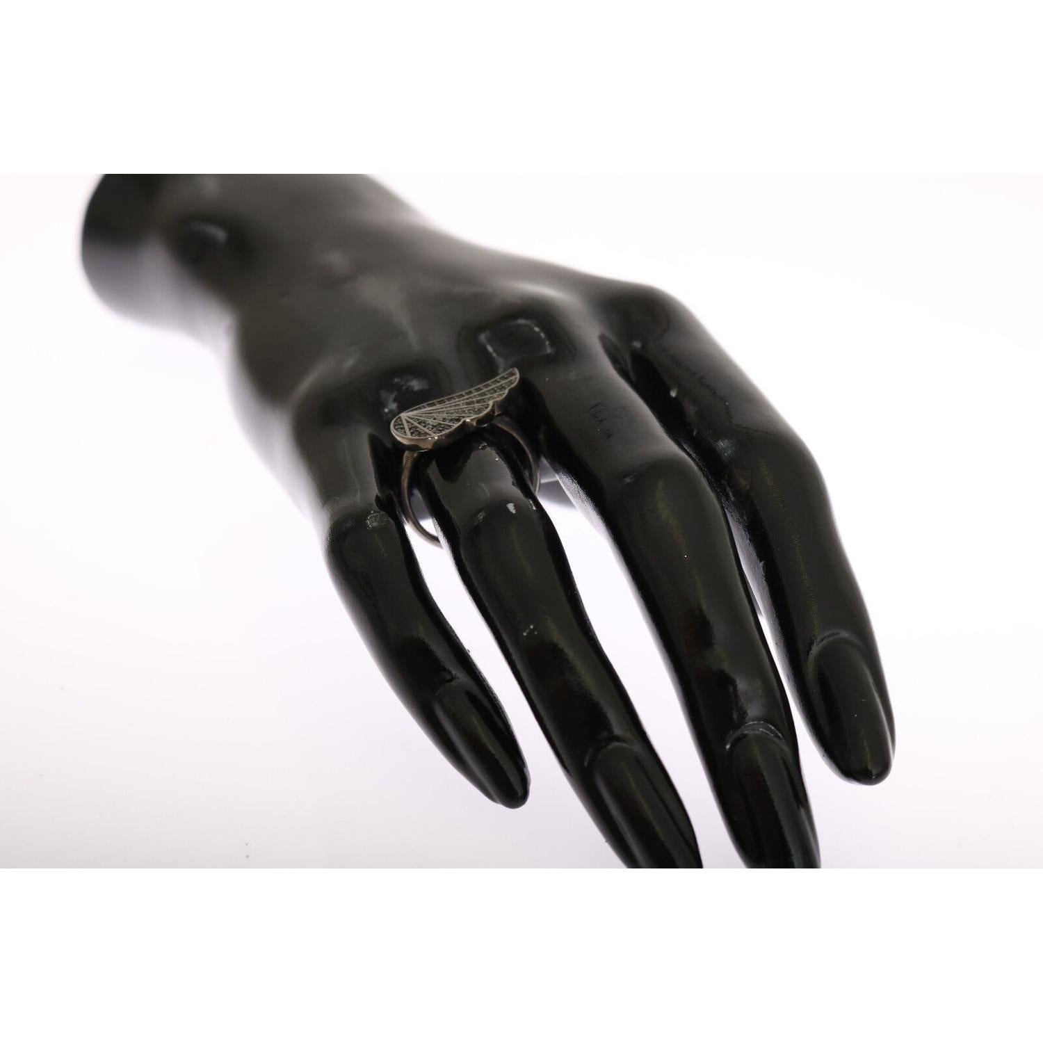 خاتم نيالايا من الكريستال الفضي باللون الأسود والروديوم