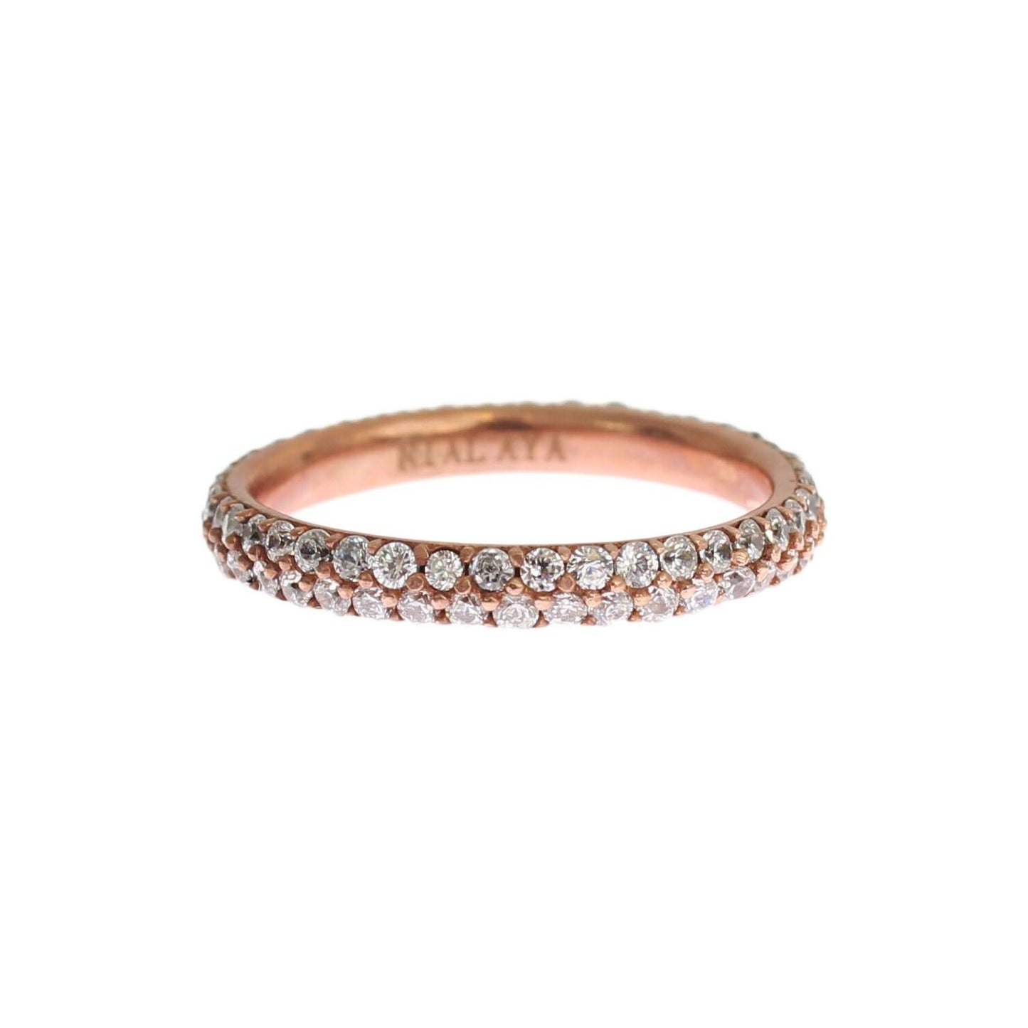 Nialaya Pink Gold 925 Silver Clear CZ Ring Ring