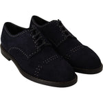 Dolce & Gabbana Elegant Suede Derby Shoes with Silver Studs Dress Shoes Dolce & Gabbana Black
