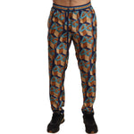 Dolce & Gabbana Elegant Silk Jogger Pants with Vibrant Print Jeans & Pants Dolce & Gabbana Dark Slate Gray