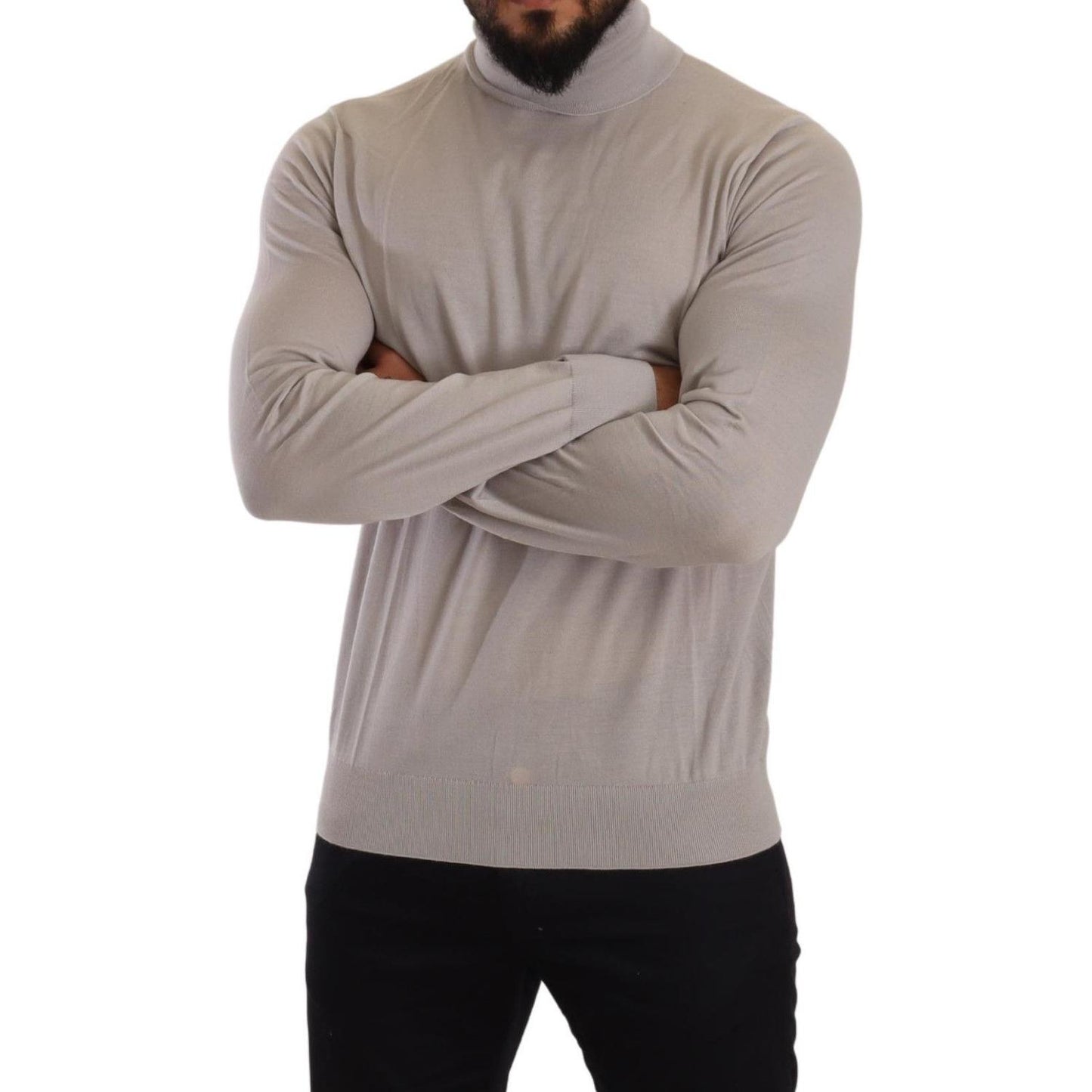 Dolce & Gabbana Gray Cashmere Turtleneck Pullover Sweater