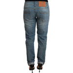 Acht Chic Washed Cotton Denim with Folded Hem Jeans & Pants Acht Dark Slate Gray