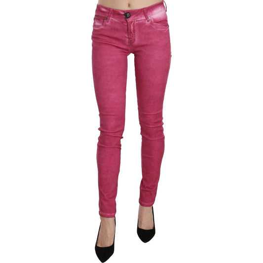 Dolce & Gabbana Pink Velvet Mid Waist Skinny Trouser Pants PAN70628-26