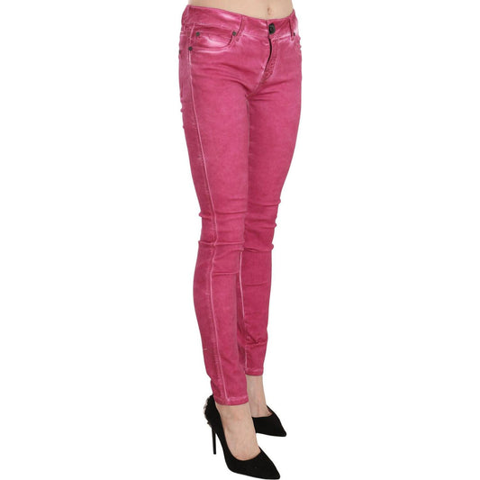 Dolce & Gabbana Pink Velvet Mid Waist Skinny Trouser Pants PAN70628-26