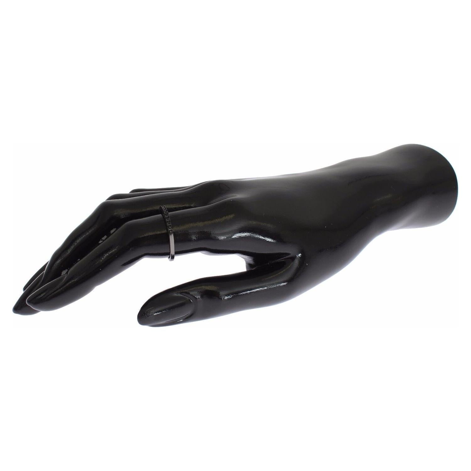 خاتم نيالايا الأنيق المصنوع من الفضة الإسترلينية والمرصّع بالكريستال الأسود