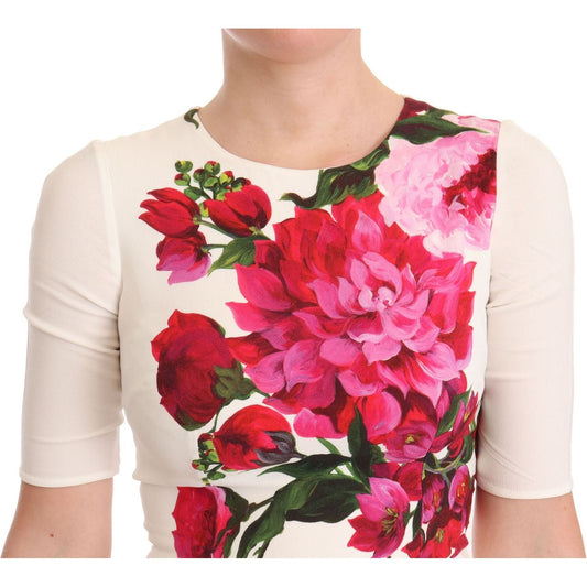 Dolce & Gabbana White Floral Printed Crepe Midi Slit Dress DR28248-38
