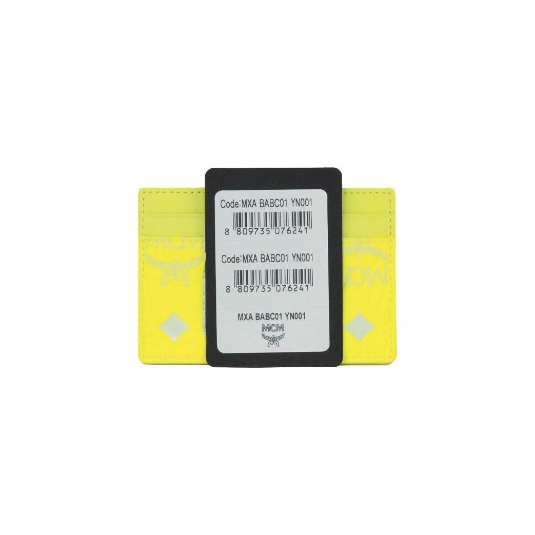 محفظة بطاقات جلدية من MCM Spectrum Diamond Mini Neon Yellow Visetos