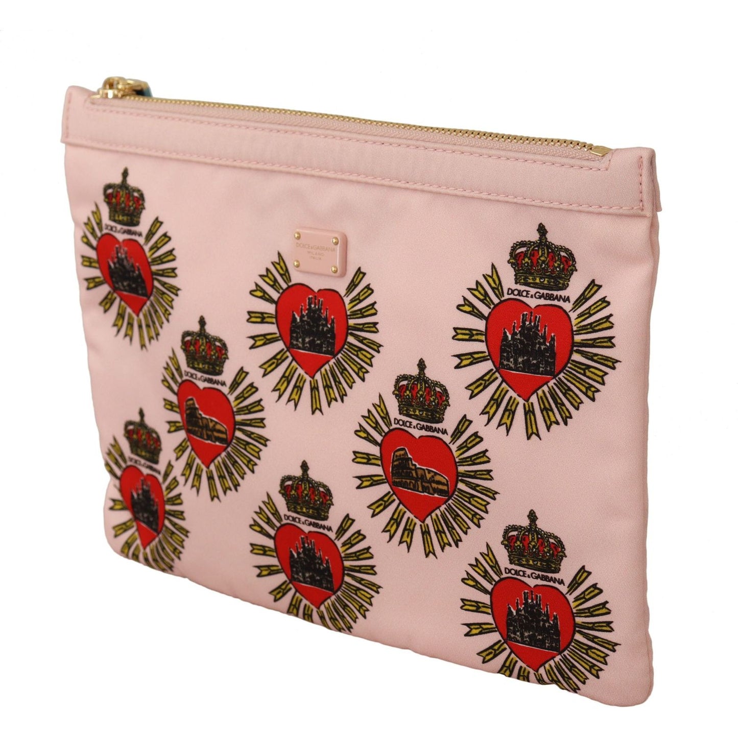 Dolce & Gabbana Clutch Pink D&G Logo Devotion Heart Toiletry Pouch Wallet VAS12892