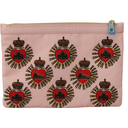 Dolce & Gabbana Clutch Pink D&G Logo Devotion Heart Toiletry Pouch Wallet WOMAN WALLETS