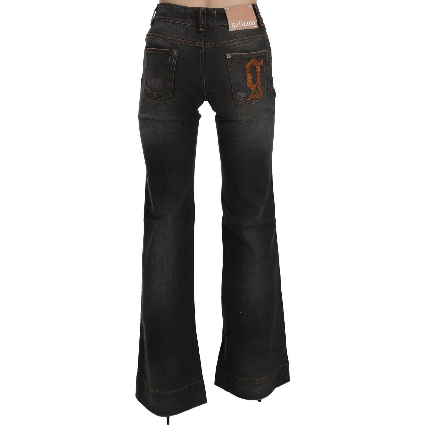 John Galliano Black Washed Mid Waist Flared Denim Casual Jeans Jeans & Pants