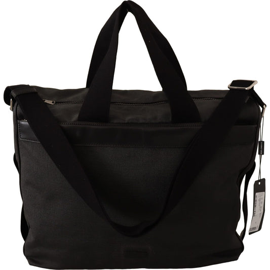 Dolce & Gabbana Black Denim Leather Shoulder Strap Messenger Bag VAS12857