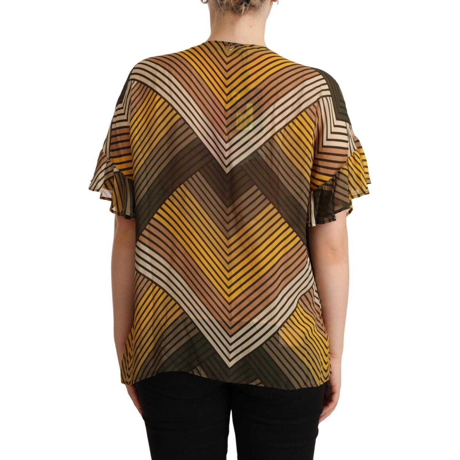 بلوزة توين سيت أنيقة مخططة متعددة الألوان بأكمام قصيرة