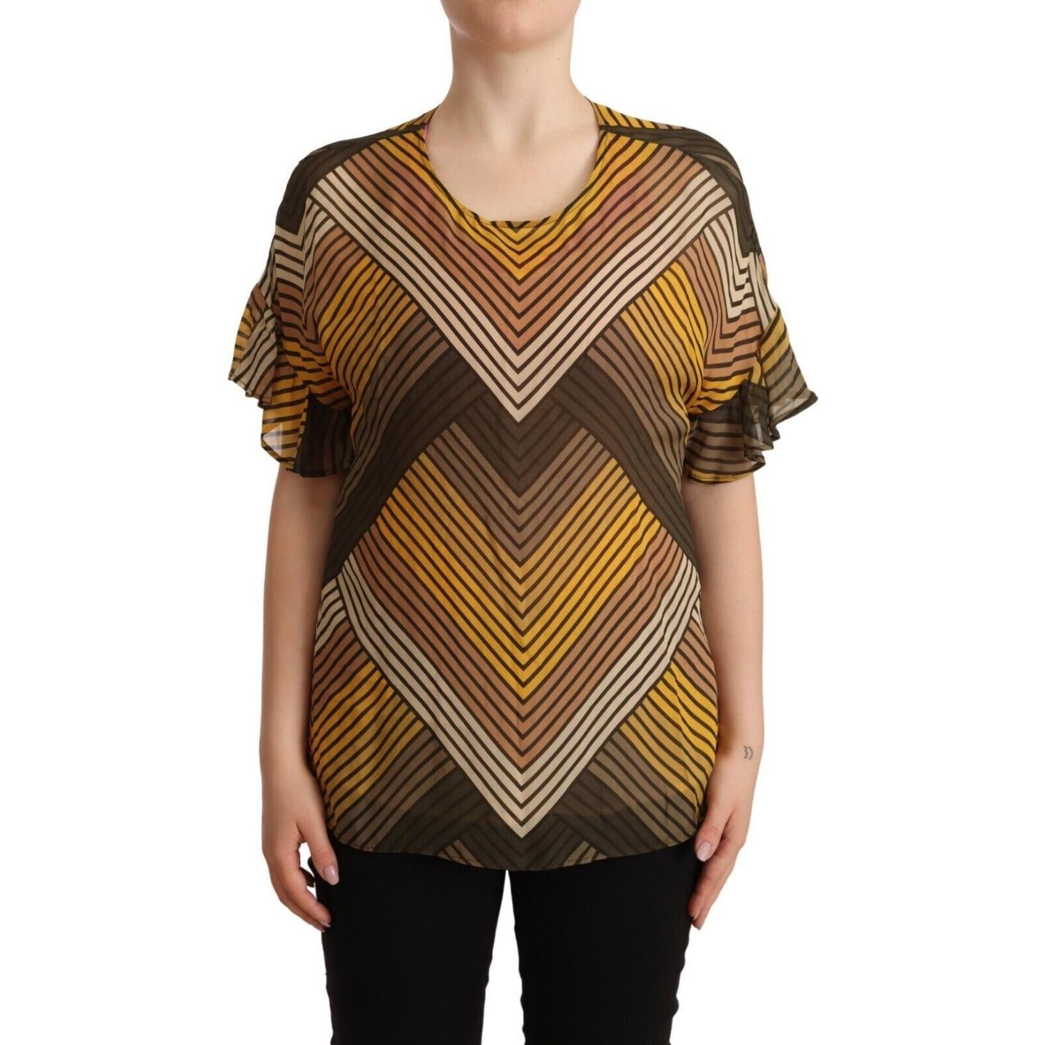 بلوزة توين سيت أنيقة مخططة متعددة الألوان بأكمام قصيرة