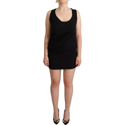 Roberto Cavalli Black Sleeveless Cotton Sheath Mini Dress WOMAN DRESSES