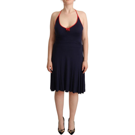 Roccobarocco Navy Blue Sleeveless Halter Sheath Midi Dress DR28605 - 44