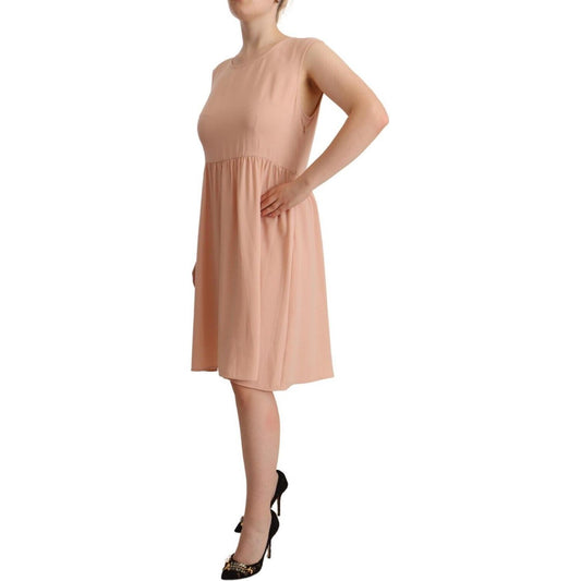 Twinset Beige Polyester Sleeveless Shift Knee Length Dress DR28550 - 48