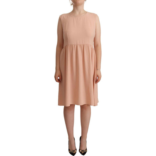 Twinset Beige Polyester Sleeveless Shift Knee Length Dress DR28550 - 48