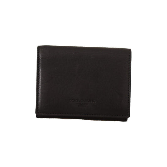 Dolce & Gabbana Black Leather Trifold Purse Belt Multi Kit Wallet VAS130144#