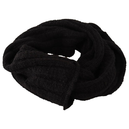 Dolce & Gabbana Black Virgin Wool Knitted Unisex Warmer Shawl Scarf