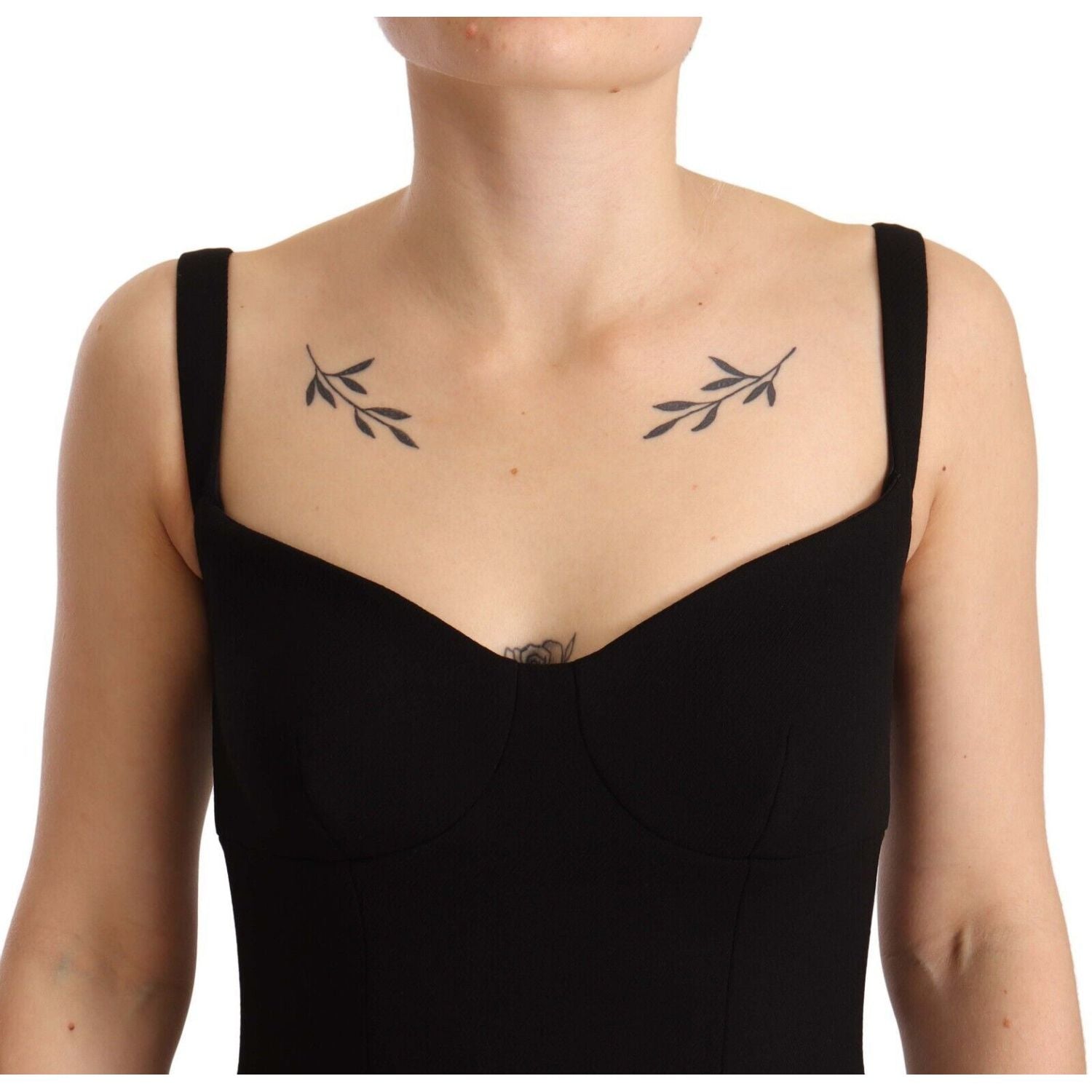 Dolce & Gabbana Black Fit Flare Wool Stretch Sheath Dress